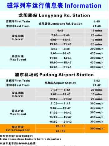 磁浮列車時刻表