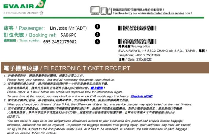 電子機票使用 電子機票使用