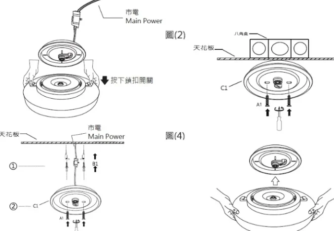 吸頂燈安裝電線